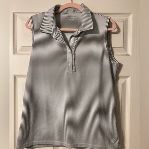 Tory Sport Tech Piqué Sleeveless Polo XL 🖤 Black | Tennis Golf Top Preppy Chic